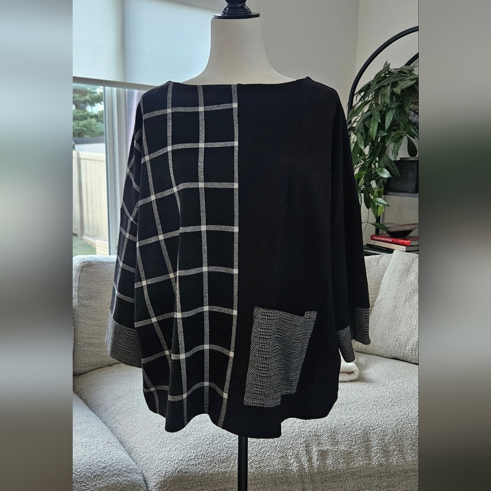 Joseph Ribkoff Black and Gray Poncho